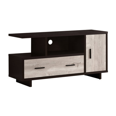 Meuble télé contemporain avec console de 48 pouces, meuble multimédia avec tiroirs et tiroirs de style brun pour le salon
