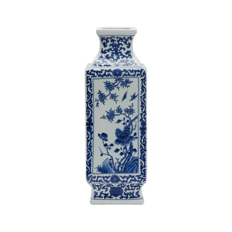 Vase paysage bleu et blanc Dynasty