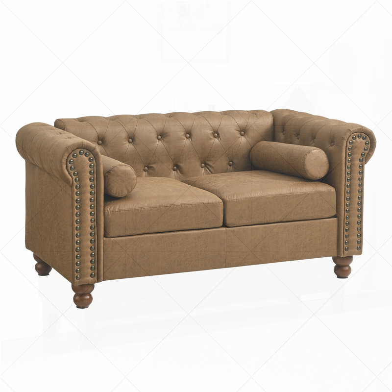 Jumal Velvet Sofa, Brown, 28" H x 58" W x 30" D
