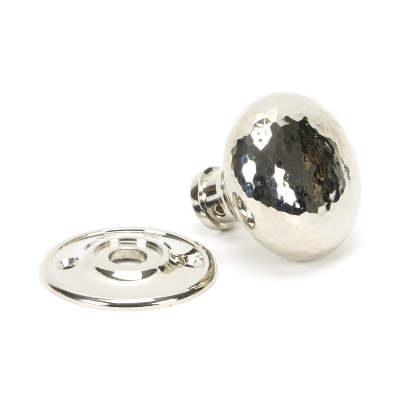 Hammered Mushroom Mortice/Rim Knob Set, Polished Nickel