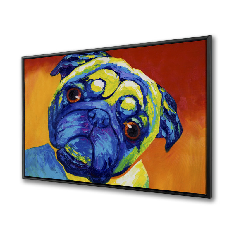 Curious pug - Framed canvas for animal lovers home decor