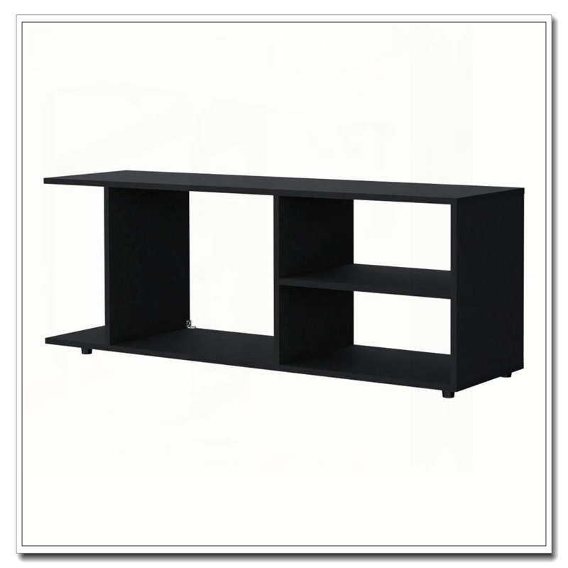 Meuble télé noir avec rangement ouvert, Noir
