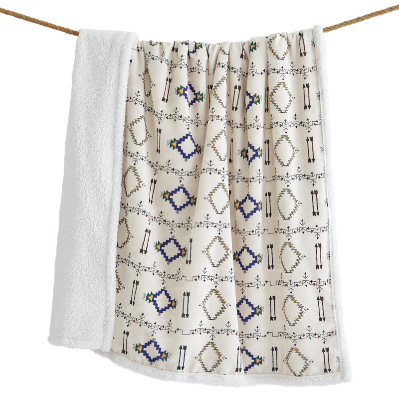 Jeté Campfire en molleton rustique Sherpa, 54 x 68 pouces, Flèche bleue