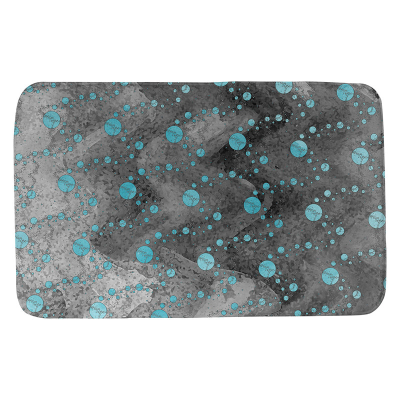 Tapis de salle de bain planet stars, l 21 po x L 34 po, Bleu ciel/noir