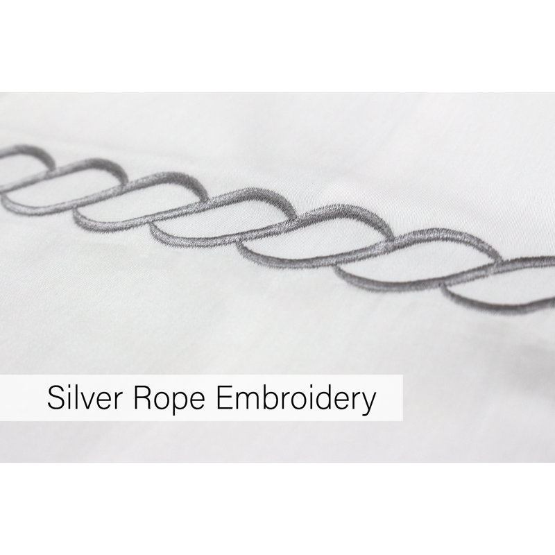 100% Cotton Pillow Case, White/Silver