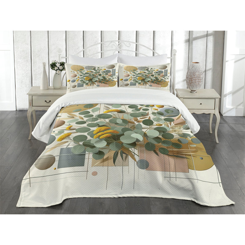 Polyester Floral Coverlet, King Coverlet / Bedspread + 2 Standard Shams