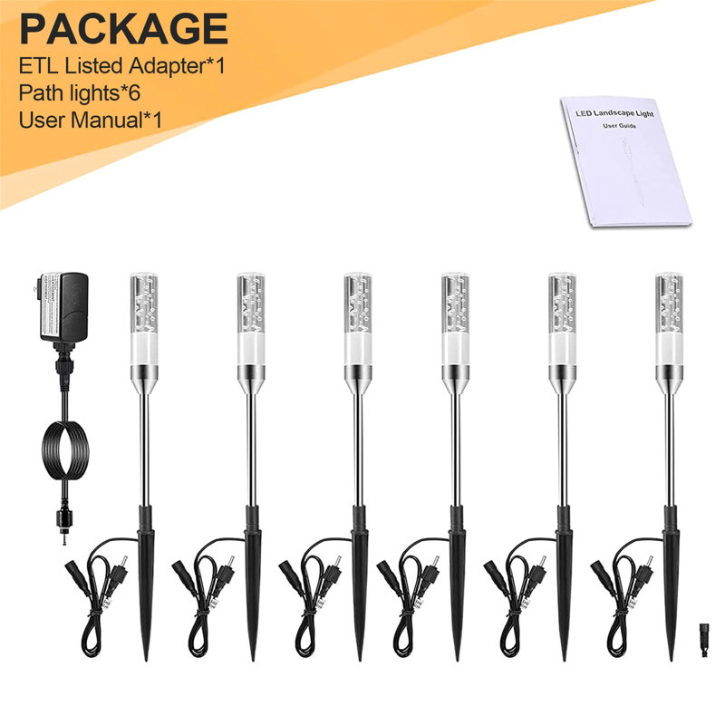 Warm White Acrylic LED Pathway Lights Set of 6
