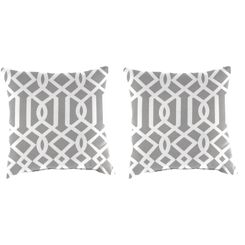 Sunbrella Outdoor Throw Pillow, Gray/White/Geometric