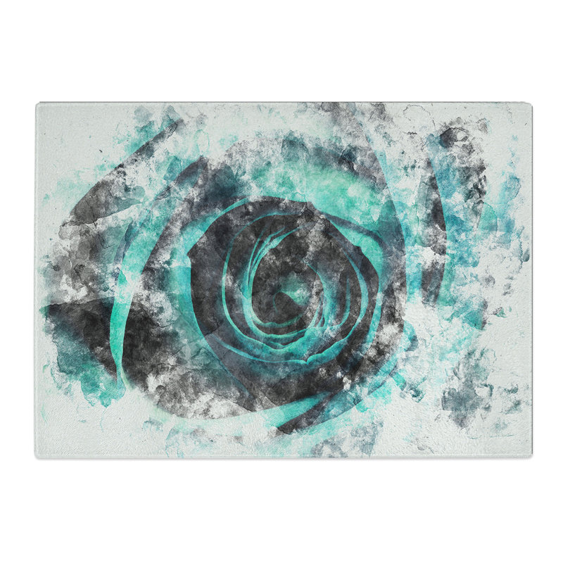 Tempered Glass a Rose Watercolour Chopping Board, 28.5 cm x 39 cm