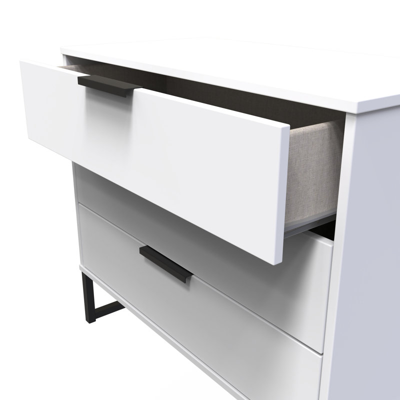 Turah 77 cm W Chest of 3 Drawers, White Matt