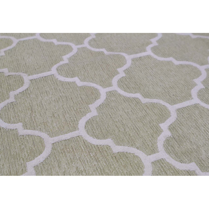 Cotton Geometric Area Rug in Gray
