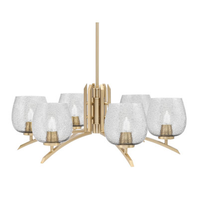 Kurve 6 Light Chandelier Shown In New Age Brass Finish With 6" Bubble Glass