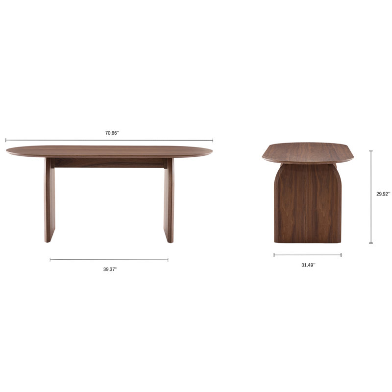 Dining Set Mid-Century Modern Wooden Table & Upholstered Chair Set For Home, Kitchen, Dining Room, Beige/Black, Walnut