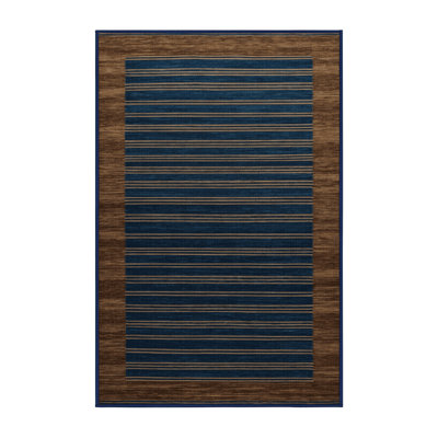 Tapis gris à rayures horizontales lavable à la machine