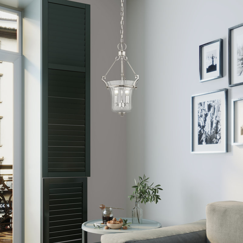 Luminaire suspendu unique en forme d'urne à 2 lumières Bolindale, Nickel poli
