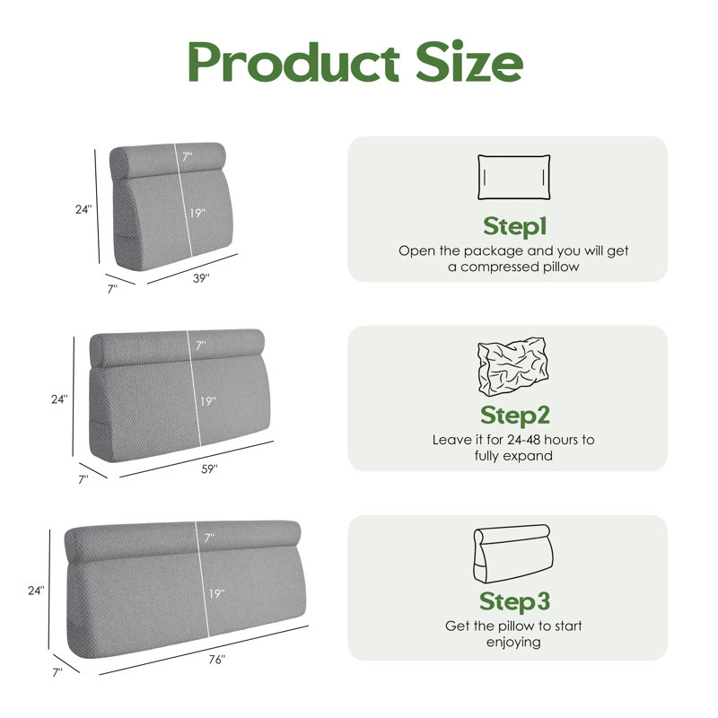 Sit-up Back Comfort Wedge Headboard Pillow, Triangular Reading Backrest With Side Pocket (Twin), Twin