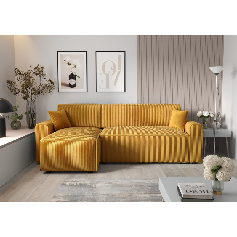 Bodyn 3 Seater Corner Sofa , Yellow, Left -sided