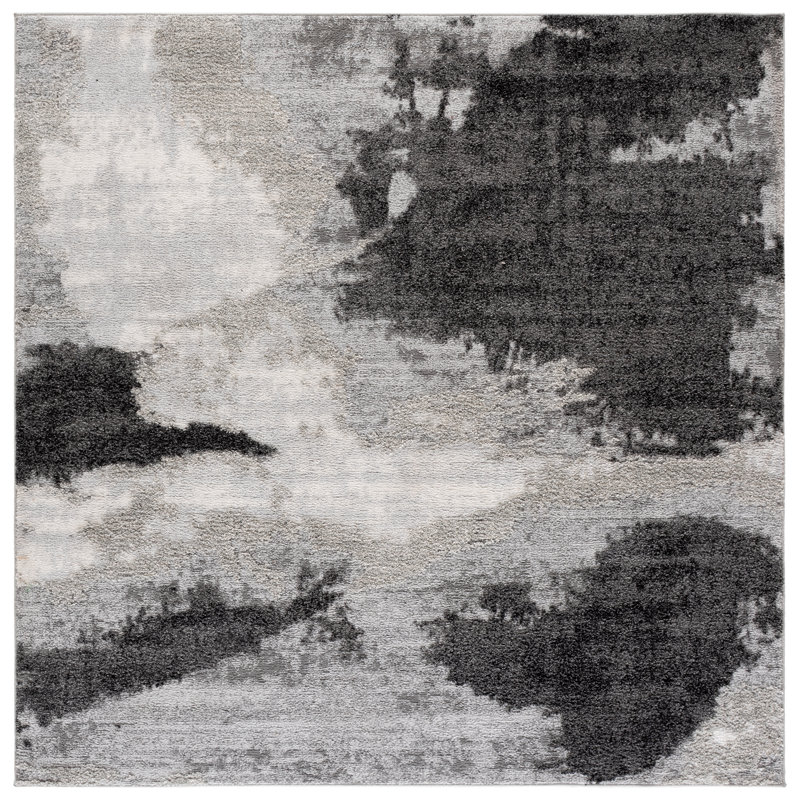 Wave Performance Abstract Indoor Rug, Square 6'7"