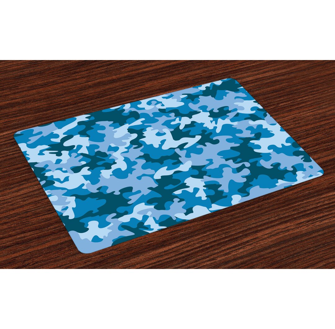 Platzmatten, Dunkle mit Pale Motive, Camo, Blau und Hellblau