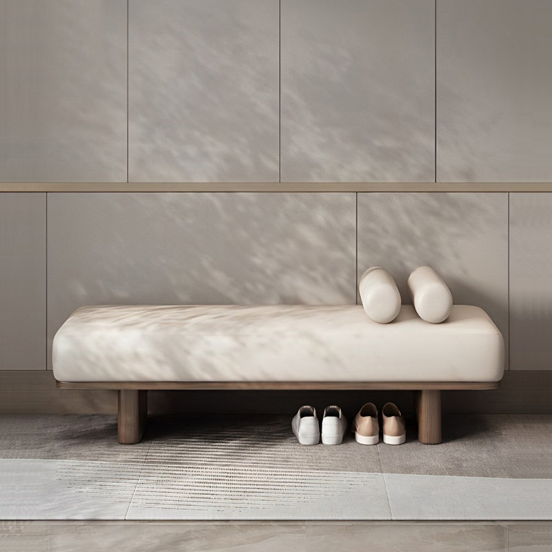 Banc rembourré en similicuir Nickolaos, H 17,71 po x l 62,99 po x P 17,71 po
