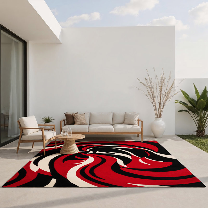 Infernal Edge Indoor And Outdoor Area Rug, Rectangle 9' x 12'