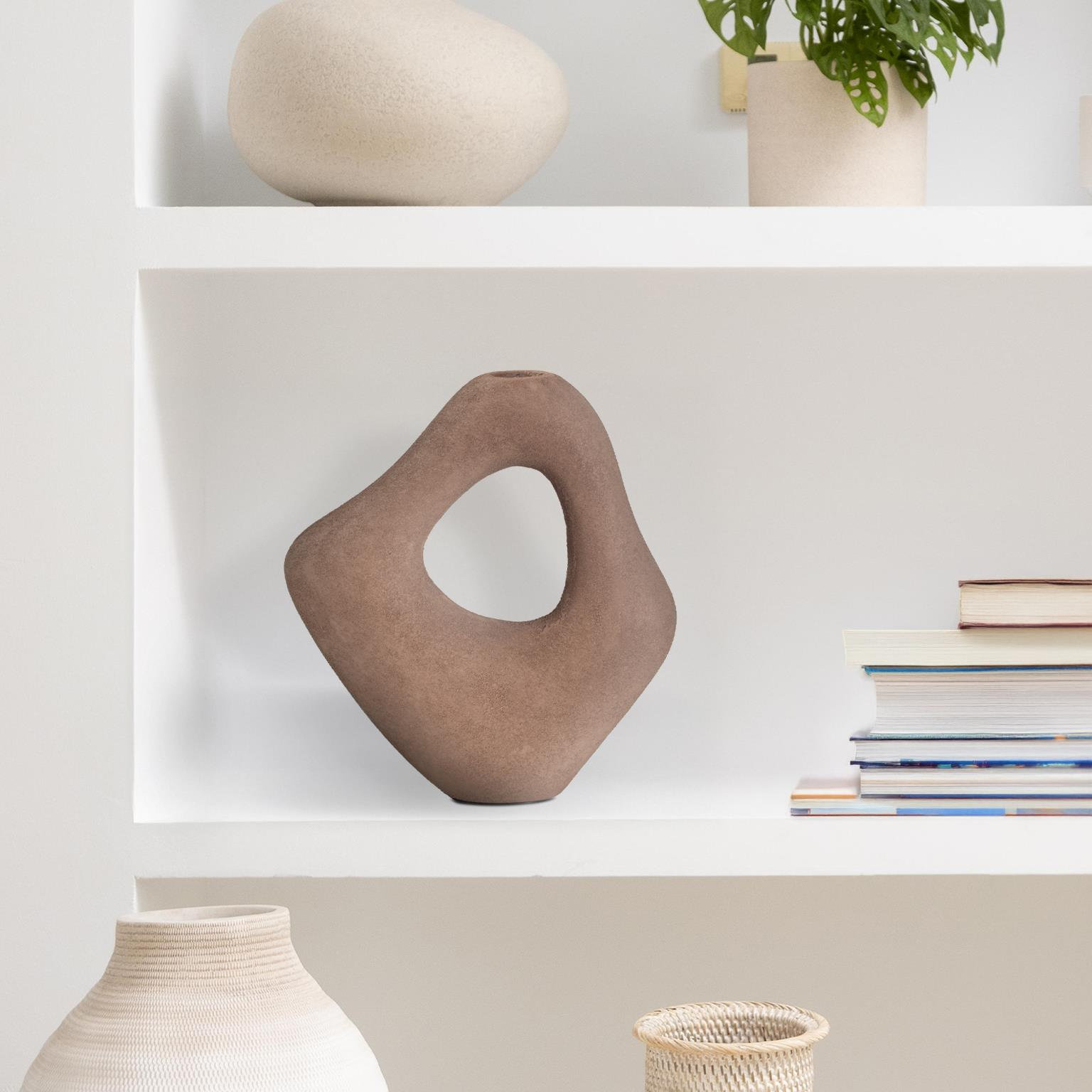 Saar Abstract Desert Sand Vase, Brown