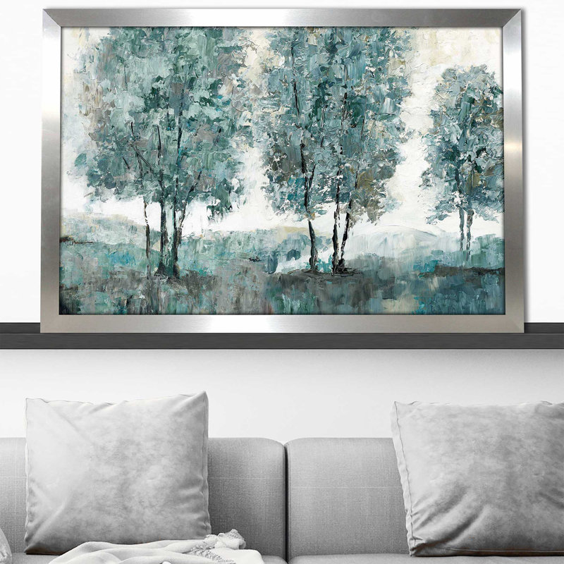 Sentinelle bleu sarcelle par - Peinture, Encadrement argenté, H 21,5 po x l 27,5 po x P 0,75 po