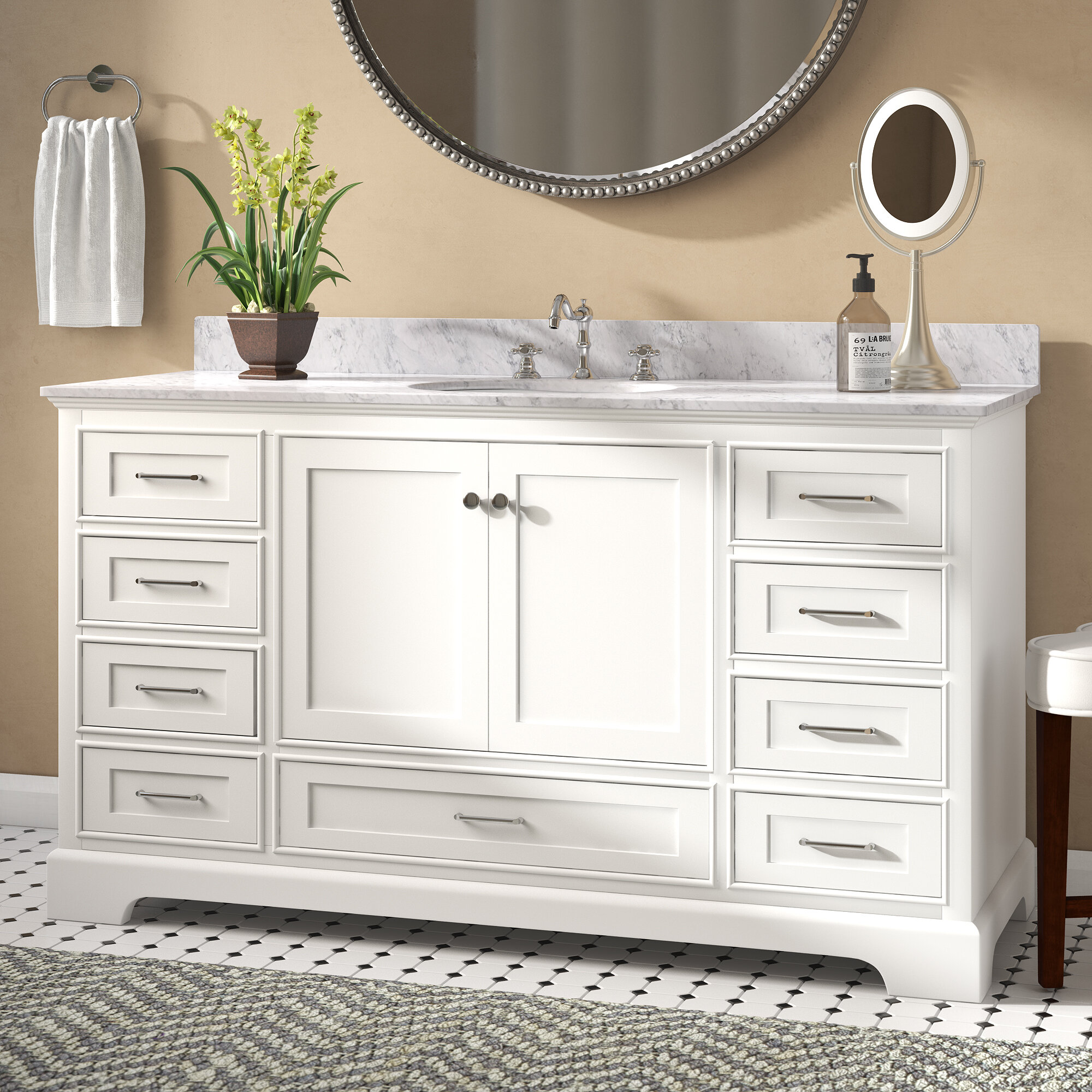 larosa 60'' free-standing single bathroom vanity with authentic marble  vanity top