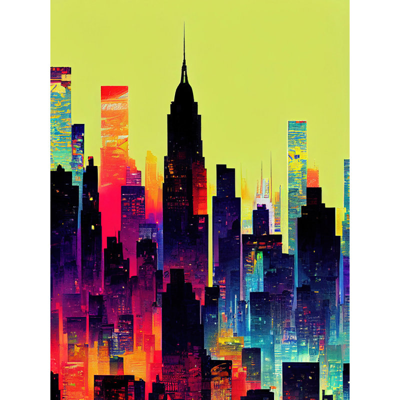 New York Graphic Design Skyscraper Cityscape - Print, Unframed, 40.5cm H x 30.5cm W x 0.2cm D