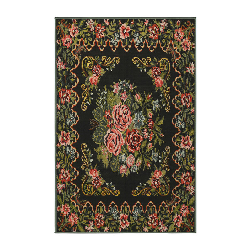 Floral Indoor Rug, Rectangle 5' x 7'
