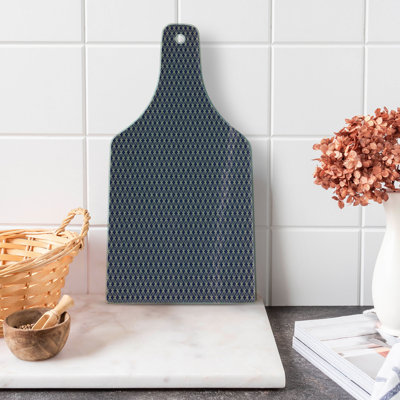 Ambesonne Navy Blue Tempered Glass Cutting Board Oriental Round Shapes Navy Blue Beige