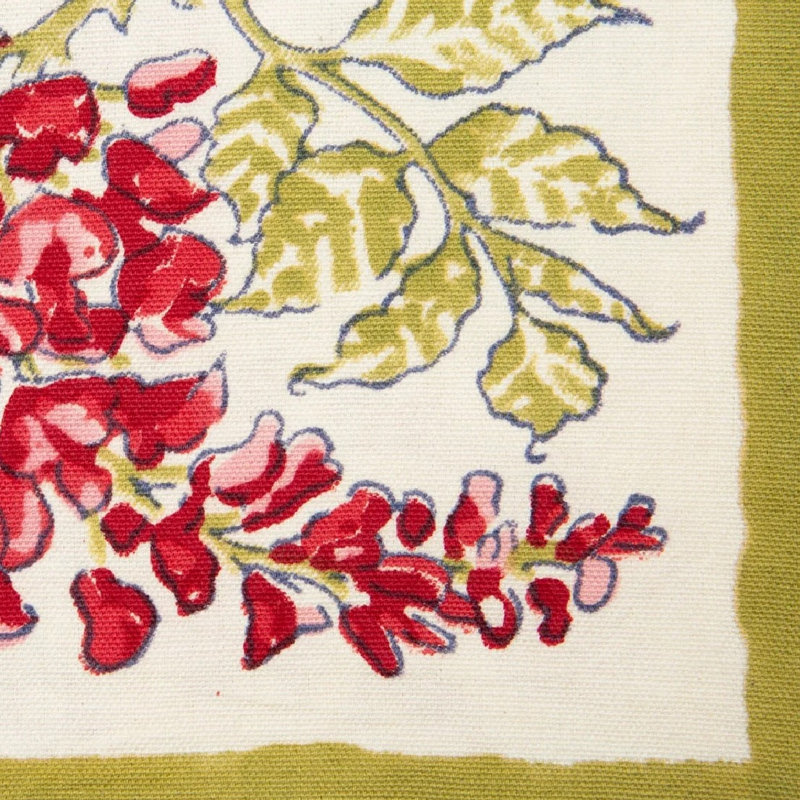 Kappa Floral Tea Towel Kitchen Towel, Olive Green/Pink/Ivory/Red