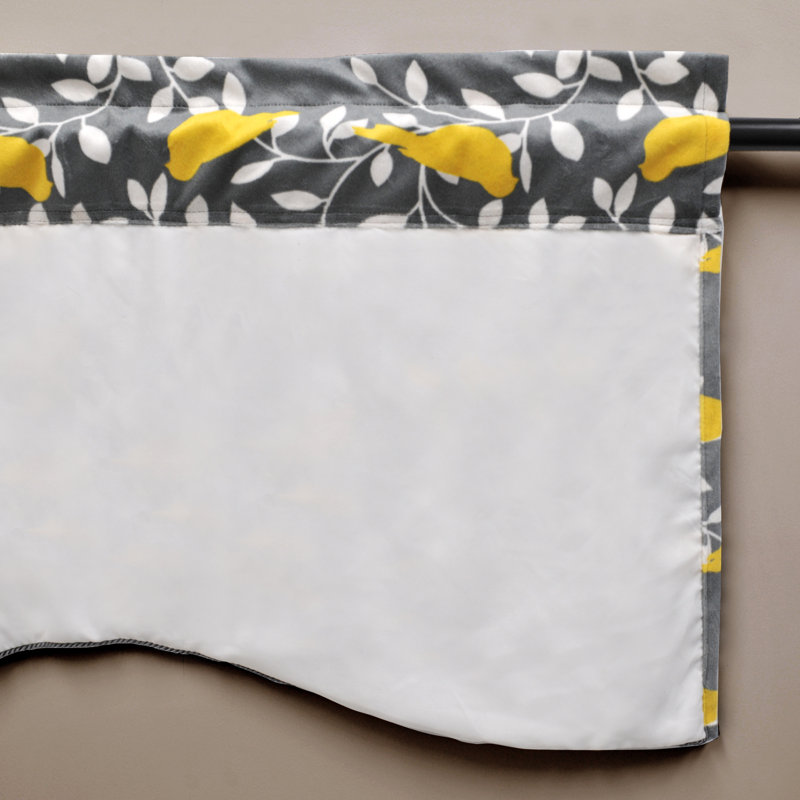 Canary Printed Grey and Yellow Microplush Rod Pocket Valance