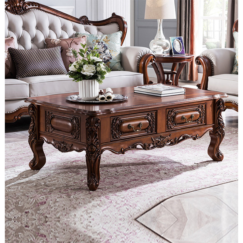 Table basse rectangulaire tout en bois massif, H 20,47 po x L 55,12 po x l 31,5 po
