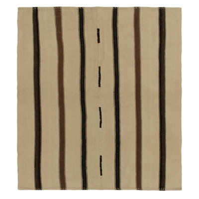 One-of-a-Kind Rectangle 5' X 5'10" No Wool Area Rug Black/Brown