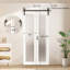 Portes de grange pliantes en verre givré blanc 1-Lite avec trousse de quincaillerie d'installation-108072973