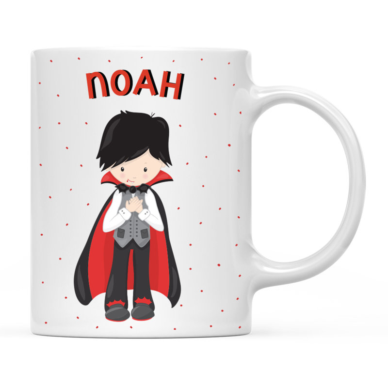 Tasse personnalisée en chocolat pour enfants au lait, costume d'Halloween Dracula, lot de 1 personnalisé, Oui