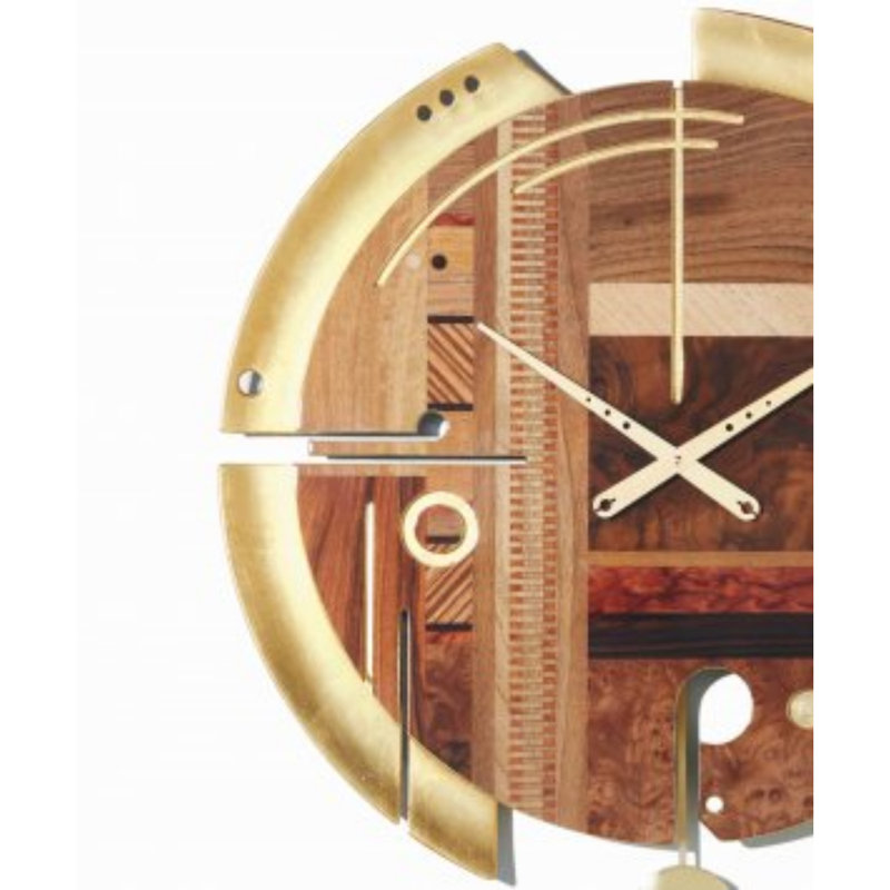 Ismaeil Wood Wall Clock, Dark Brown/Gold