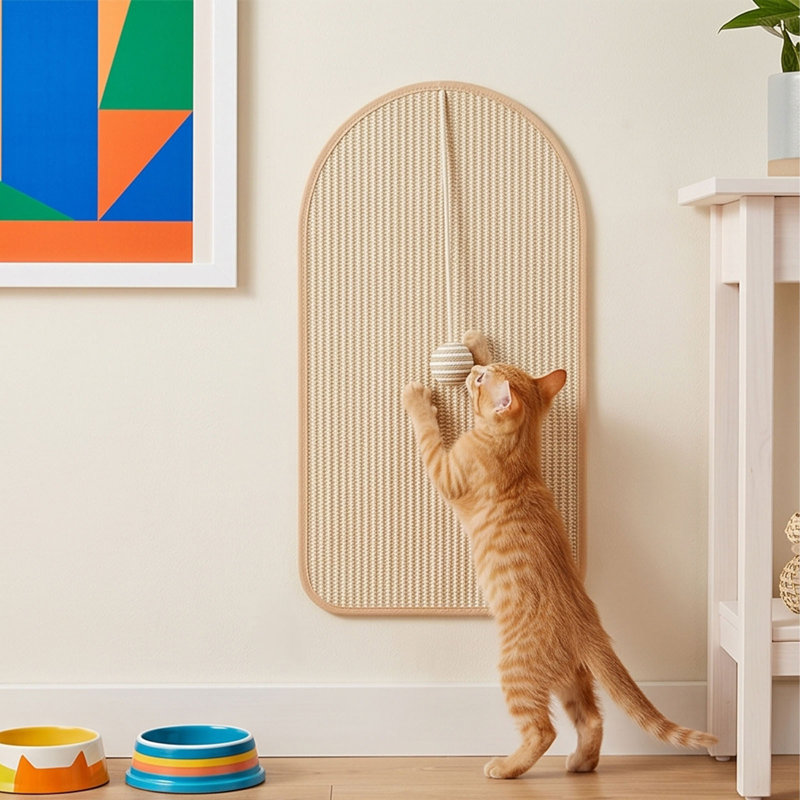 Plastics flowers arrangement Sisal Scratching Mat Heavy Duty Sofa Protector Multifunctional Claw Scratcher Wall Mounted Scratch Pad Furniture Guard Toy For Indoor Purring Companions