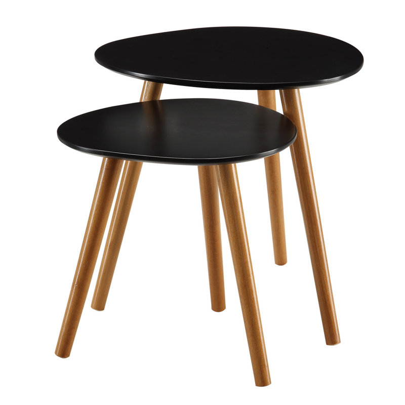 Amethist Nesting End Table, Black/Natural
