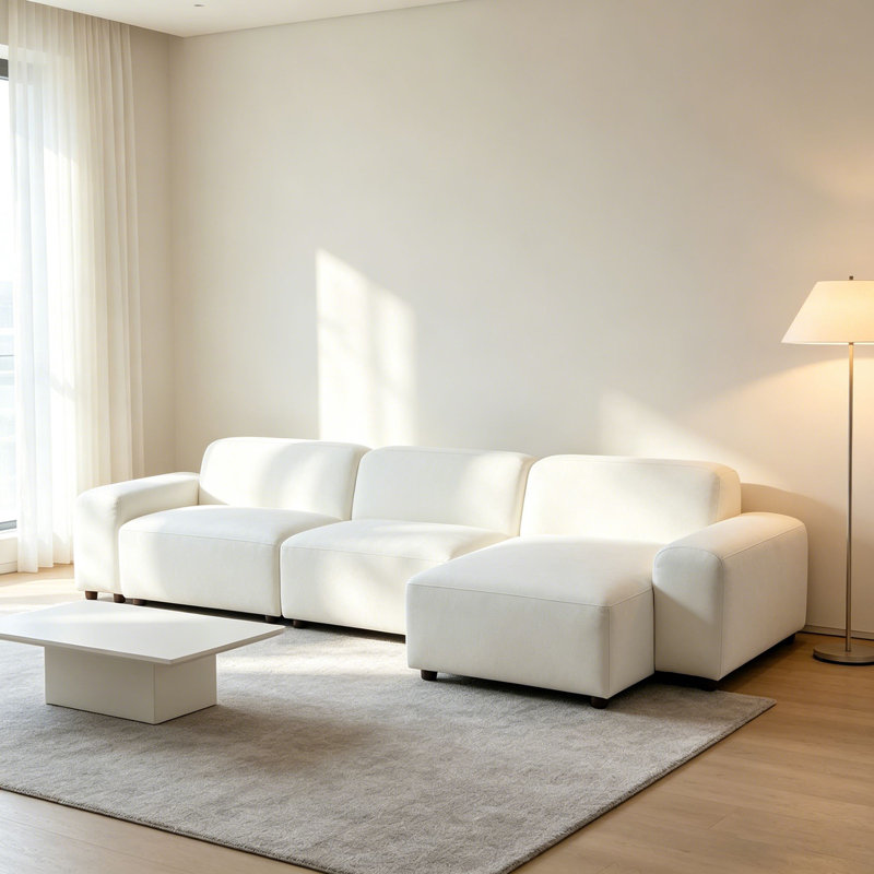 Ensemble de canapé en microfibre blanc 4 pièces pour le salon