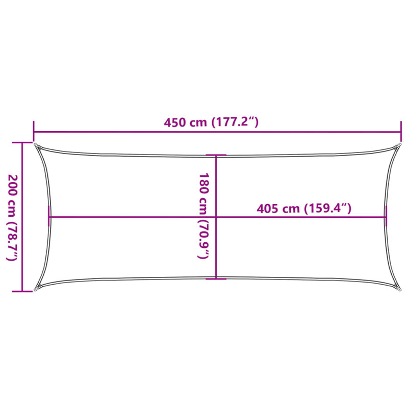 Arson Sunshade Sail 160 G/M² 2X4.5 M HDPE
