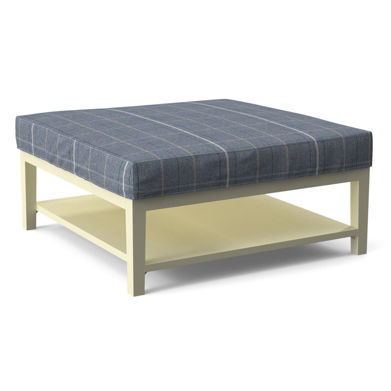 Hammond Square Ottoman, Lapis Plaid; 0126-63, Antique Black Finish