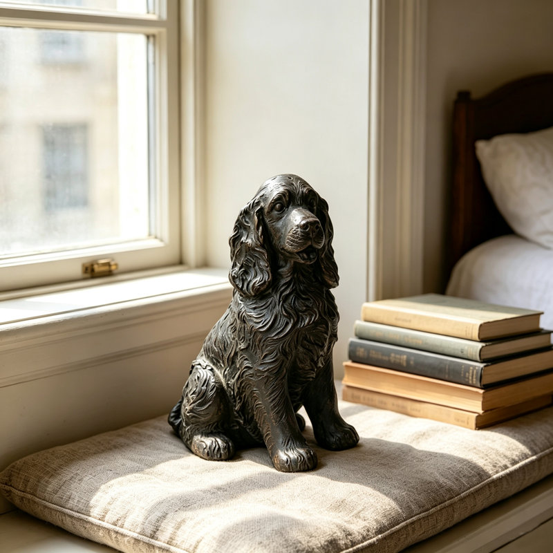 18'' Antique Finish Cocker Spaniel Dog Statue