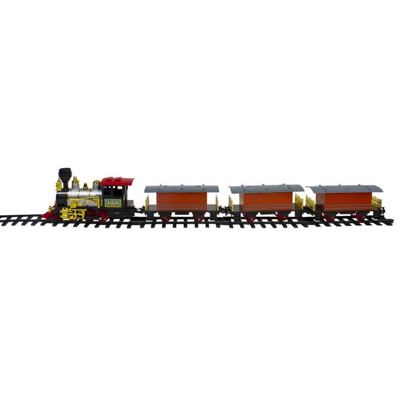 Ensemble 20 pièces de train de Noël animés à piles rouge et orange avec son