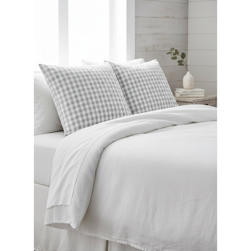 Printed Pillows Linen Gingham Accent Pillow, Light Gray, Square 26", Pillow Cover Only - No Insert