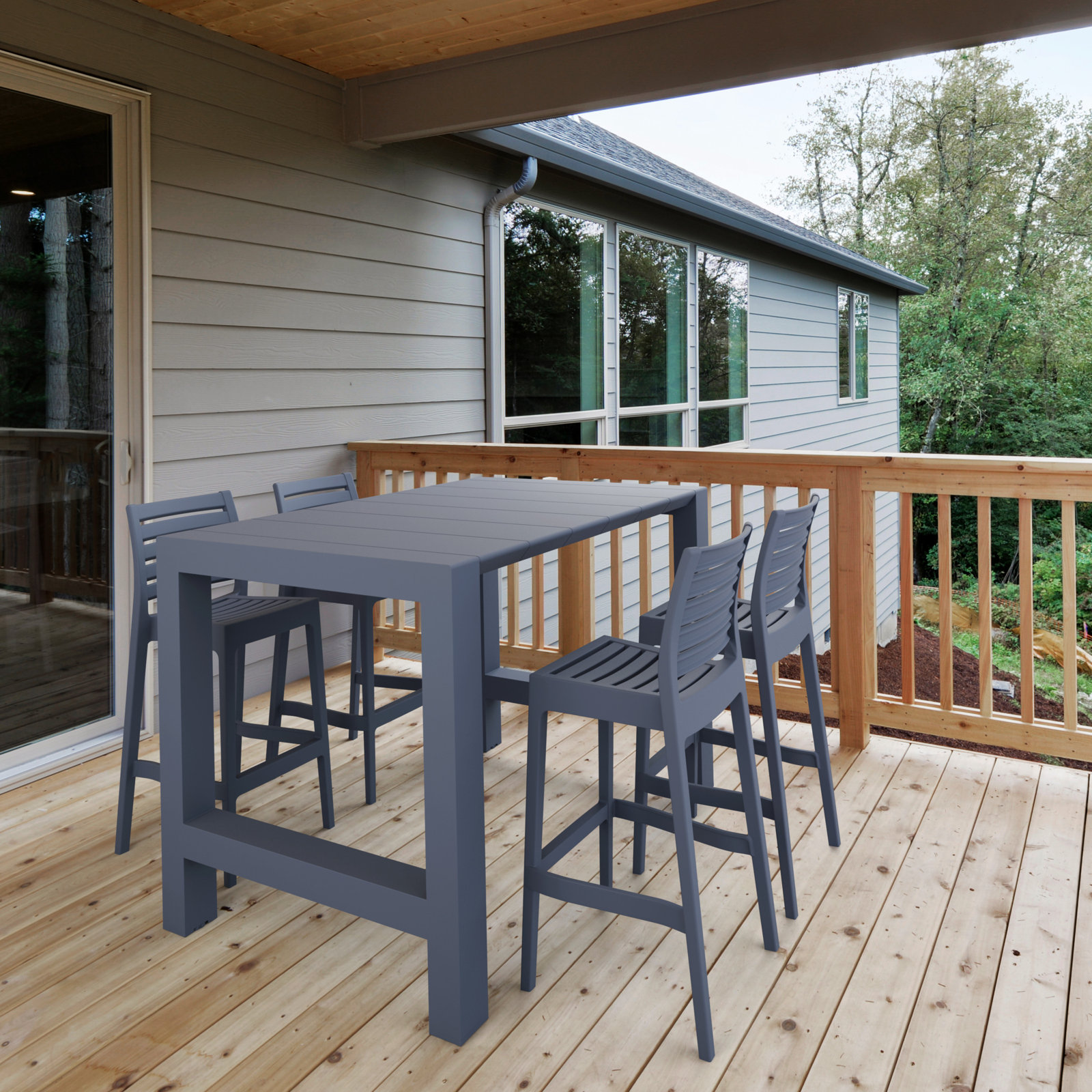 Farrah 39" Patio Dining Set, Dark Gray