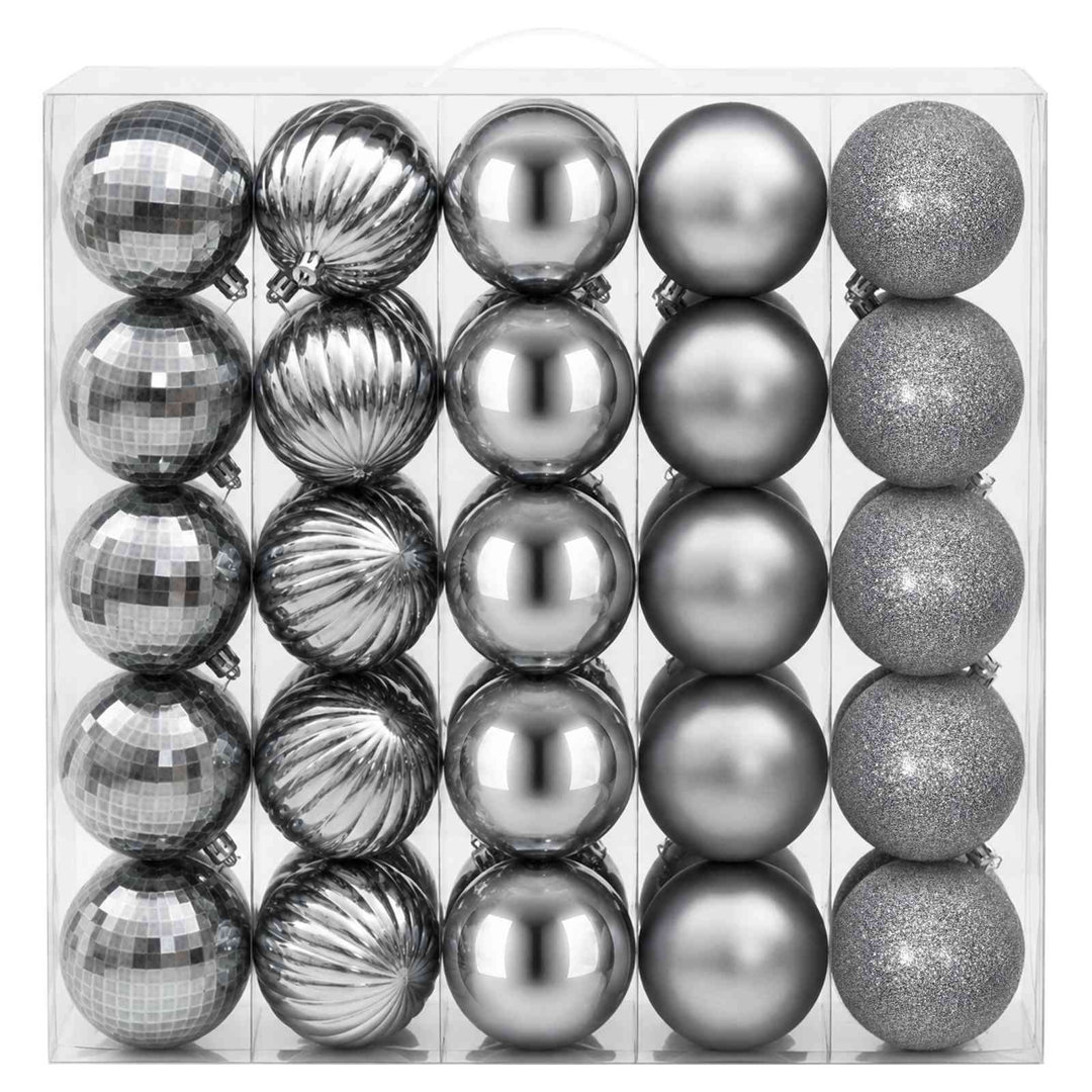 VIDAXL 50 Piece Christmas Ball Set 8 cm Shatter-Resistant Ornaments in Grey for Indoor and Outdoor Holiday Decoration - Image 3