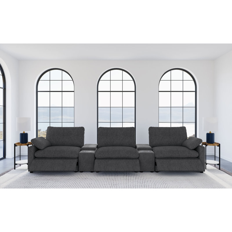 Siège de cinéma inclinable électrique 5 pièces Helsel - gris foncé, Gris foncé