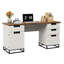 Bureau de direction 59 po, bureau à domicile avec tiroir classeur et armoire de rangement, table d'ordinateur en bois avec 3 tiroirs pour le travail et les études-1369138006